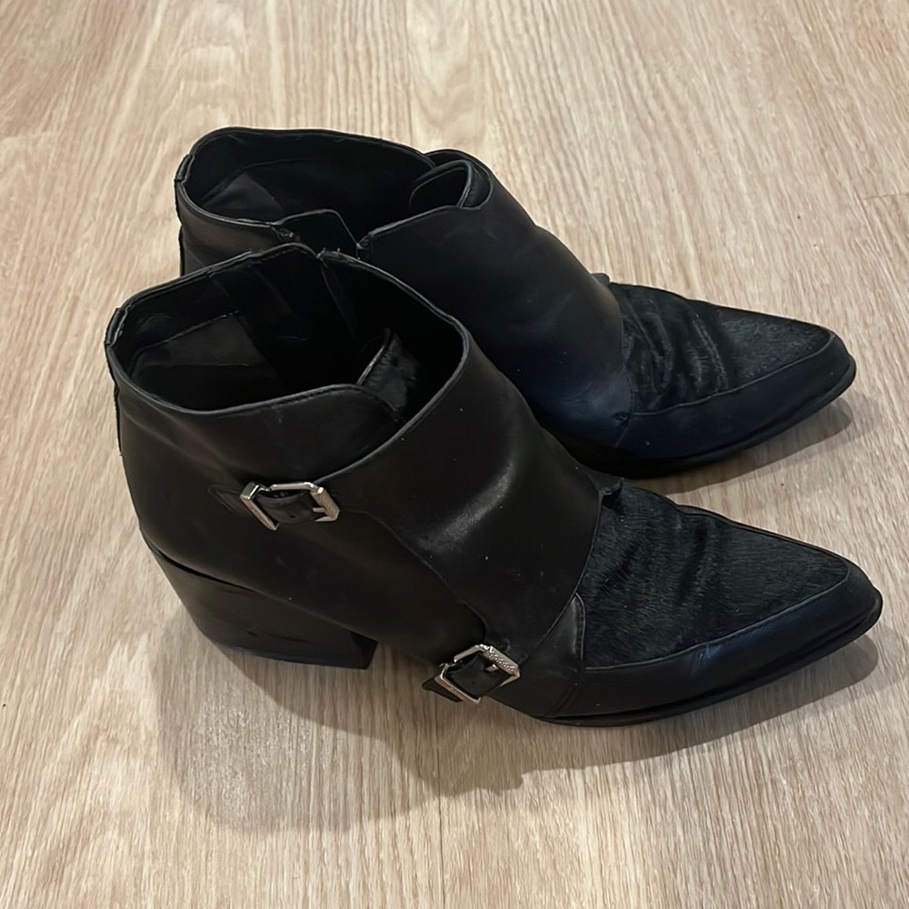 Sam Edelman Circus Black Booties w/ Fur Accent